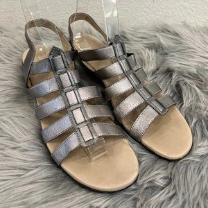 Munro American Sandals Womens 9 N Darian Fisherman Slingback Silver Open Toe